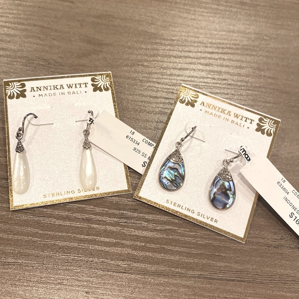💎 Earrings with White Teardrop Design and Marble Design 2 for price of 1 ❗️